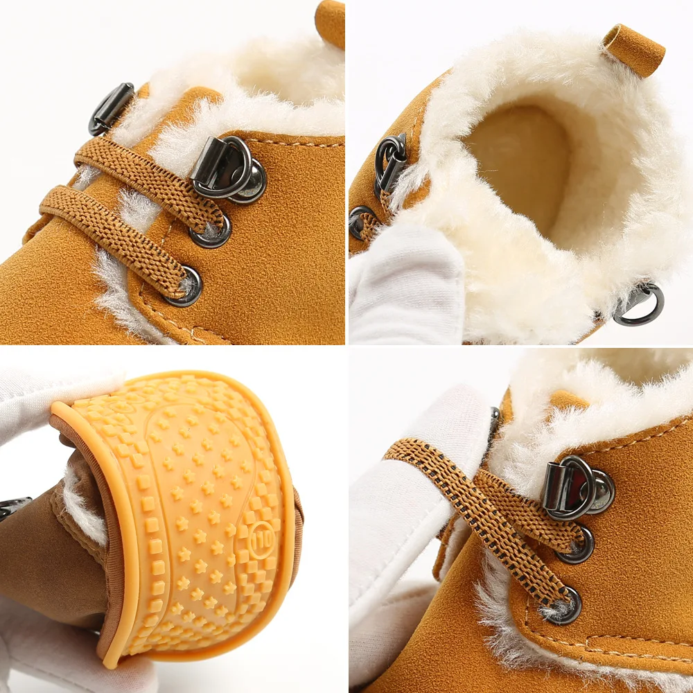 2020 Winter Warm Baby Boots Add Plush Shoes With Soft Sole Newborn Baby Shoes details