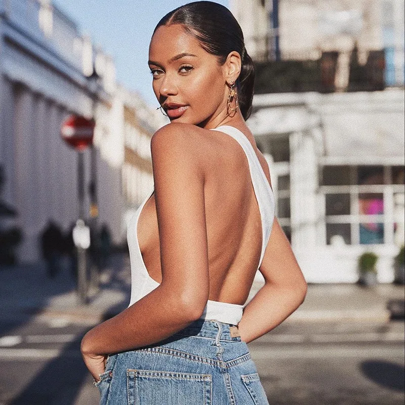 2021 Streetwear Sleeveless Bodycon Jumpsuits Asymmetrical Backless Bodysuit Tops Sexy Tight Body Suit For Women
2021 Streetwear Sleeveless Bodycon Jumpsuits Asymmetrical Backless Bodysuit Tops Sexy Tight Body Suit For Women