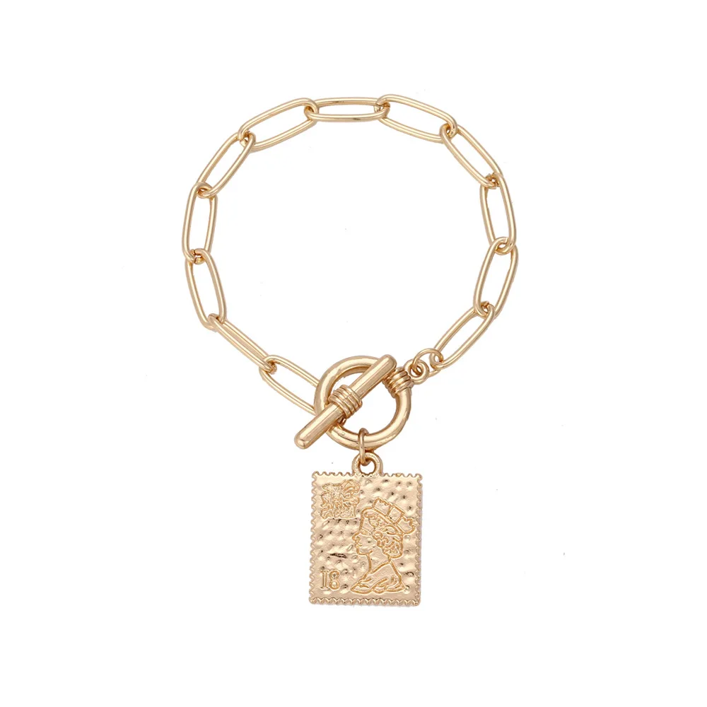 New Simple Geometric Carved Tag Bracelet Ins Retro Thick Chain Bracelet Wholesale 2021
New Simple Geometric Carved Tag Bracelet Ins Retro Thick Chain Bracelet Wholesale 2021