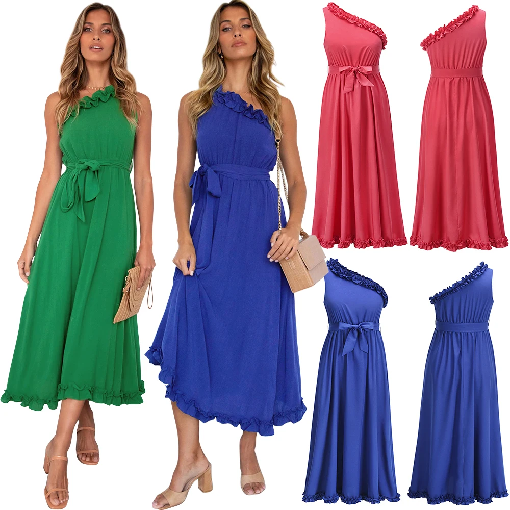 Lotus lace one-shoulder belt slim dress spring and summer 2021 new European and American women's dress
Lotus lace one-shoulder belt slim dress spring and summer 2021 new European and American women's dress