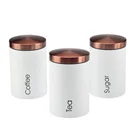 Best Sellers 2019 Kitchenware Coffee Sugar and Tea Canister Set of 3pcs Matte White for Coffee Shop