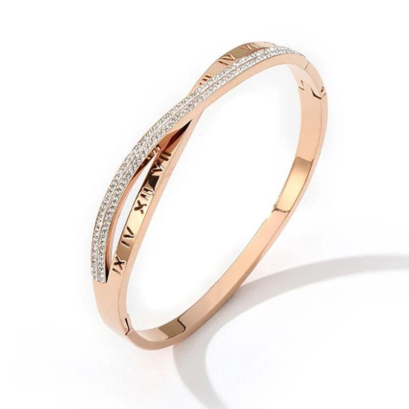 18K Gold Plated Rose gold roman numerals full diamond cross Stainless steel bracelet jewelry for women, Gold/silver/rose gold
18K Gold Plated Rose gold roman numerals full diamond cross Stainless steel bracelet jewelry for women, Gold/silver/rose gold