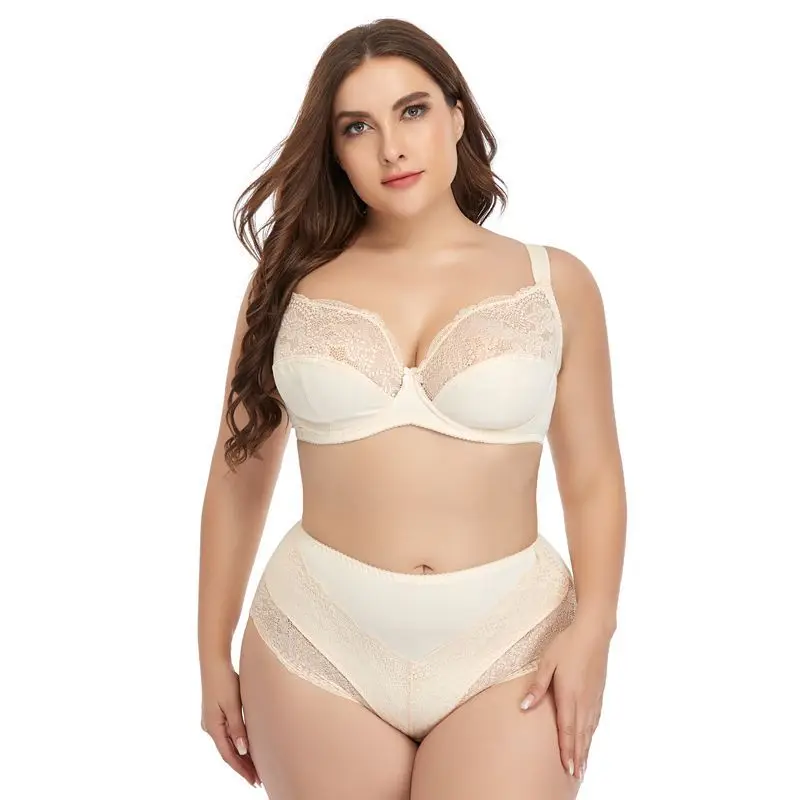 High Quality Plus Size Women's Underwear Breathable Plus Size Bra And Panty Sets, White/beige/black
High Quality Plus Size Women's Underwear Breathable Plus Size Bra And Panty Sets, White/beige/black