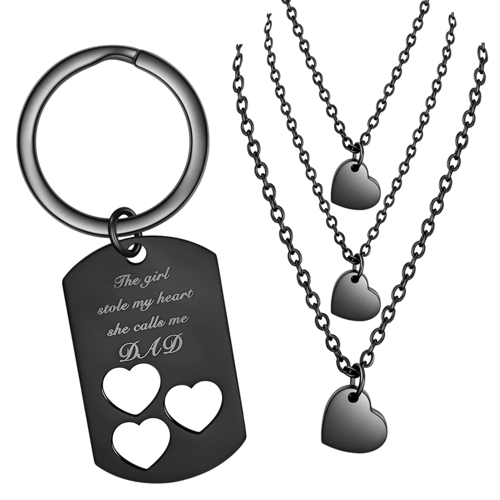 Fashion Stainless Steel Heart Pendants Necklace And Keychain Father's Day Gift Jewelry Sets
Fashion Stainless Steel Heart Pendants Necklace And Keychain Father's Day Gift Jewelry Sets