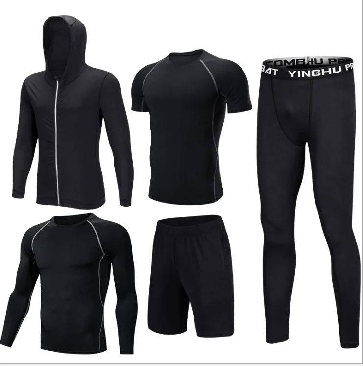 New fitness wear sports suit men's Hooded Sweater five piece basketball running training suit
New fitness wear sports suit men's Hooded Sweater five piece basketball running training suit
