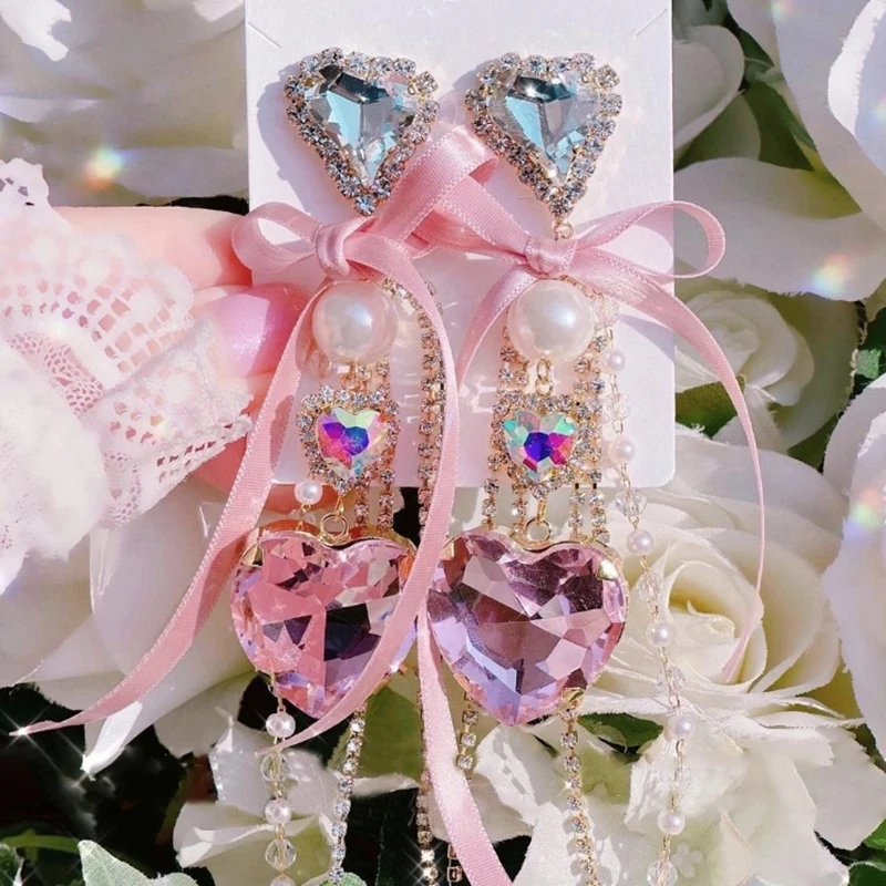 Korean Ladies Luxury Elegant Yarn Bow Heart Shaped Crystal Long Tassel Pendant Earrings Holiday Party Jewelry
Korean Ladies Luxury Elegant Yarn Bow Heart Shaped Crystal Long Tassel Pendant Earrings Holiday Party Jewelry