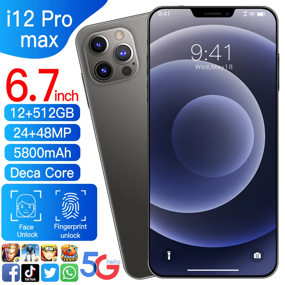 I12Pro Max SD 865 Quad Camera 48MP 5G 6.7 Inch HD Full Screen 5000mAh Android 10 Dual SIM Card Mobilephone Face Unlock
I12Pro Max SD 865 Quad Camera 48MP 5G 6.7 Inch HD Full Screen 5000mAh Android 10 Dual SIM Card Mobilephone Face Unlock