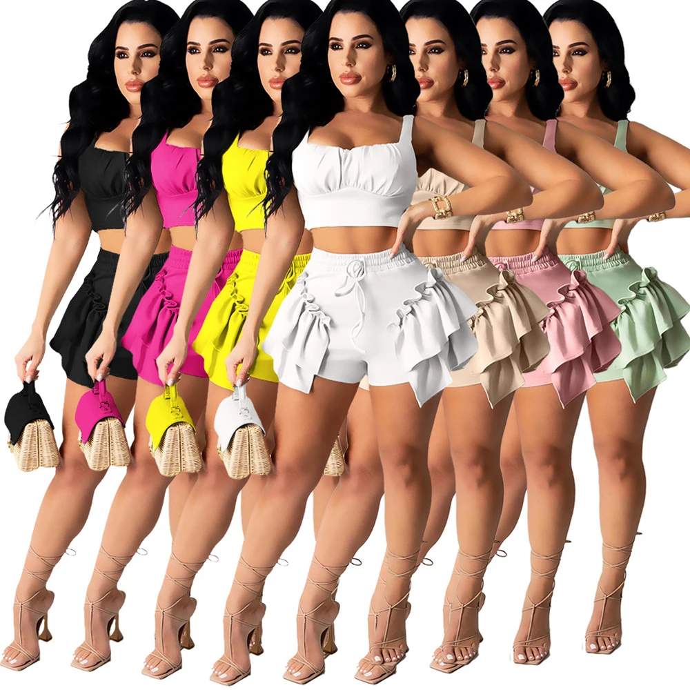 Summer Sleeveless Ladies Tops Two Piece Pants Sets For Women Two Piece Off Shoulder Set Bikers Short Casual Girls Outfits, Picture color
Summer Sleeveless Ladies Tops Two Piece Pants Sets For Women Two Piece Off Shoulder Set Bikers Short Casual Girls Outfits, Picture color