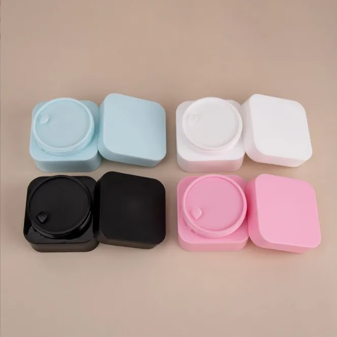 New arrival black pink blue white PP plastic face cream jar empty 50g square double wall cosmetic jars
New arrival black pink blue white PP plastic face cream jar empty 50g square double wall cosmetic jars