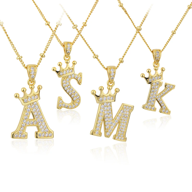 New Design Crown Letters Fashion Jewelry Brass Color Preservation Gold Plated With Zircon A-Z Pendant Necklace For Women, Gold color
New Design Crown Letters Fashion Jewelry Brass Color Preservation Gold Plated With Zircon A-Z Pendant Necklace For Women, Gold color