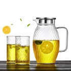 Stylish Handmade Borosilicate Glass water pitcher Beautiful Cold Coffee Kettle Water Jug with Lid