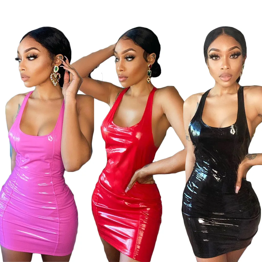 Women Summer Dress 2021 Club Mini Dress Sexy Women Low Cut Bodycon Leather Sleeveless Dress for Women Leather
Women Summer Dress 2021 Club Mini Dress Sexy Women Low Cut Bodycon Leather Sleeveless Dress for Women Leather