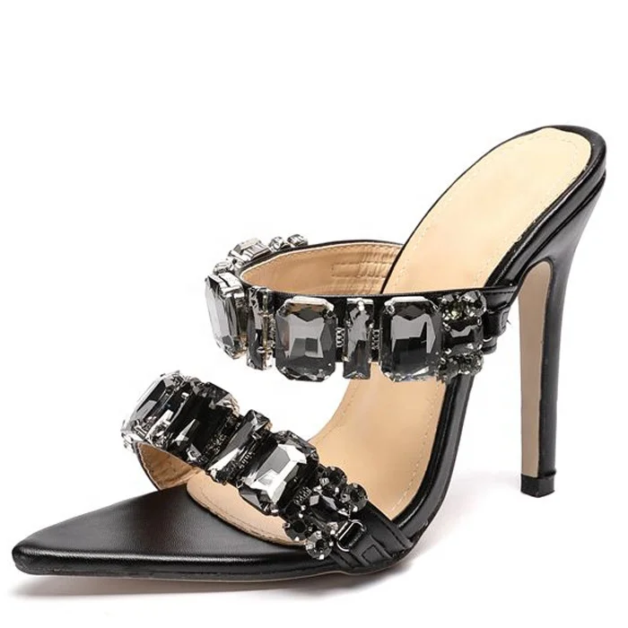 Shiny Big Rhinestone Women High Heel Slippers Double Band Stiletto Glass Crystal Thin Heel Sandals Open Pointed toe Loafers, Black apricot
Shiny Big Rhinestone Women High Heel Slippers Double Band Stiletto Glass Crystal Thin Heel Sandals Open Pointed toe Loafers, Black apricot