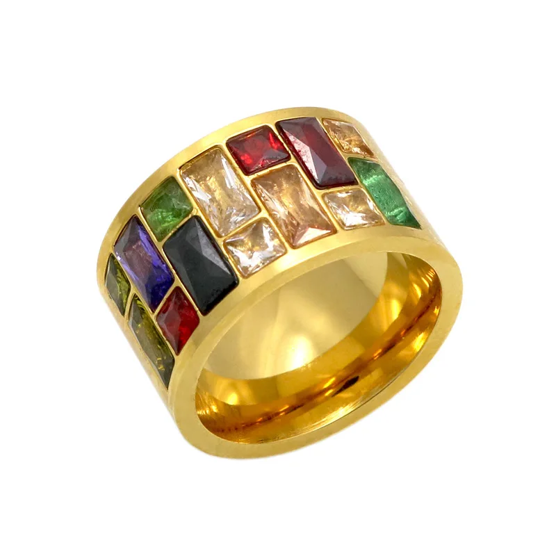 Explosive fashion seven-color rainbow ring Titanium steel with colored diamonds square diamond ring wholesale for men and women, Colorful
Explosive fashion seven-color rainbow ring Titanium steel with colored diamonds square diamond ring wholesale for men and women, Colorful