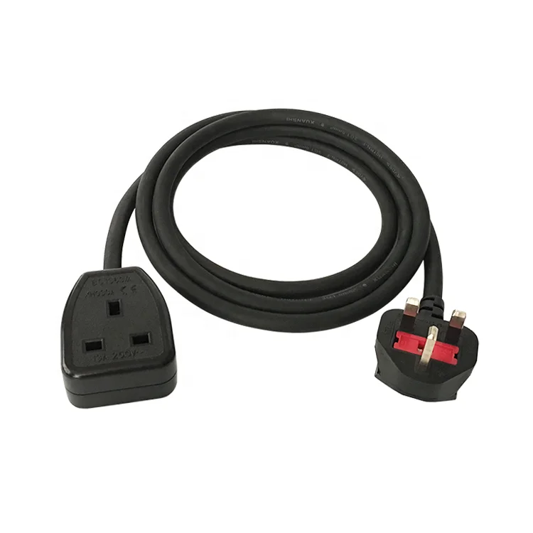 UK 13A 250V bs 1363 standard power extension cord with fuse