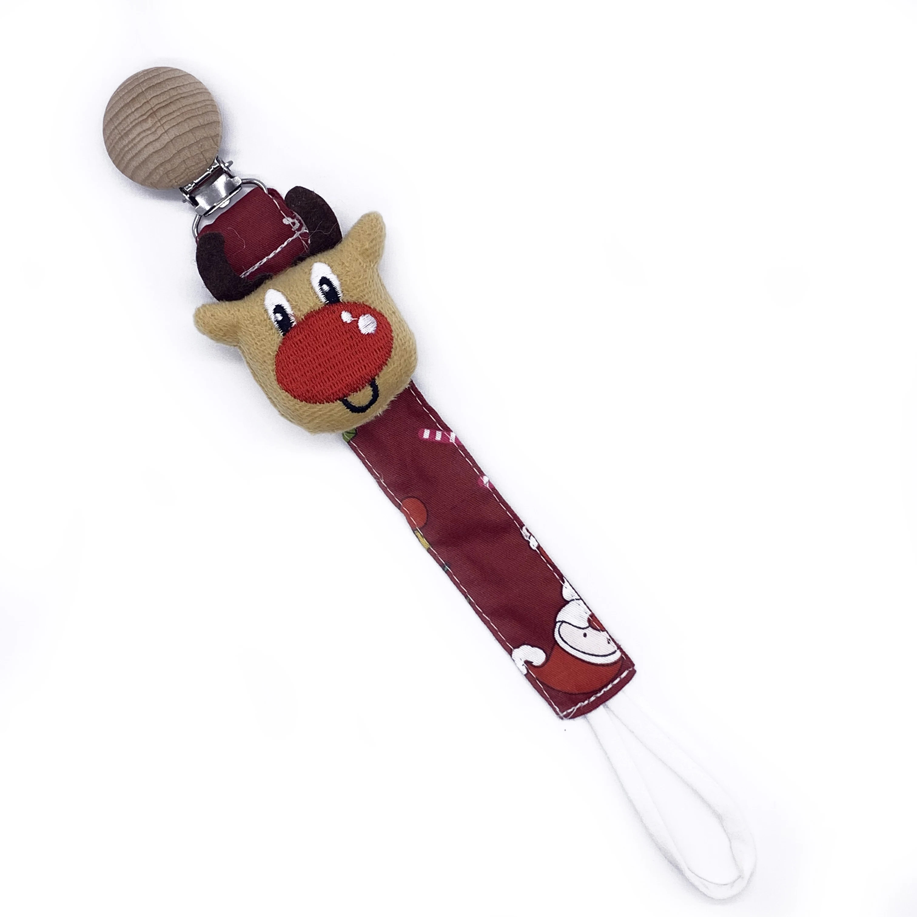 Newest Merry Christmas Customized cotton baby pacifier clip with holder, Any paton colour code is avilable
Newest Merry Christmas Customized cotton baby pacifier clip with holder, Any paton colour code is avilable