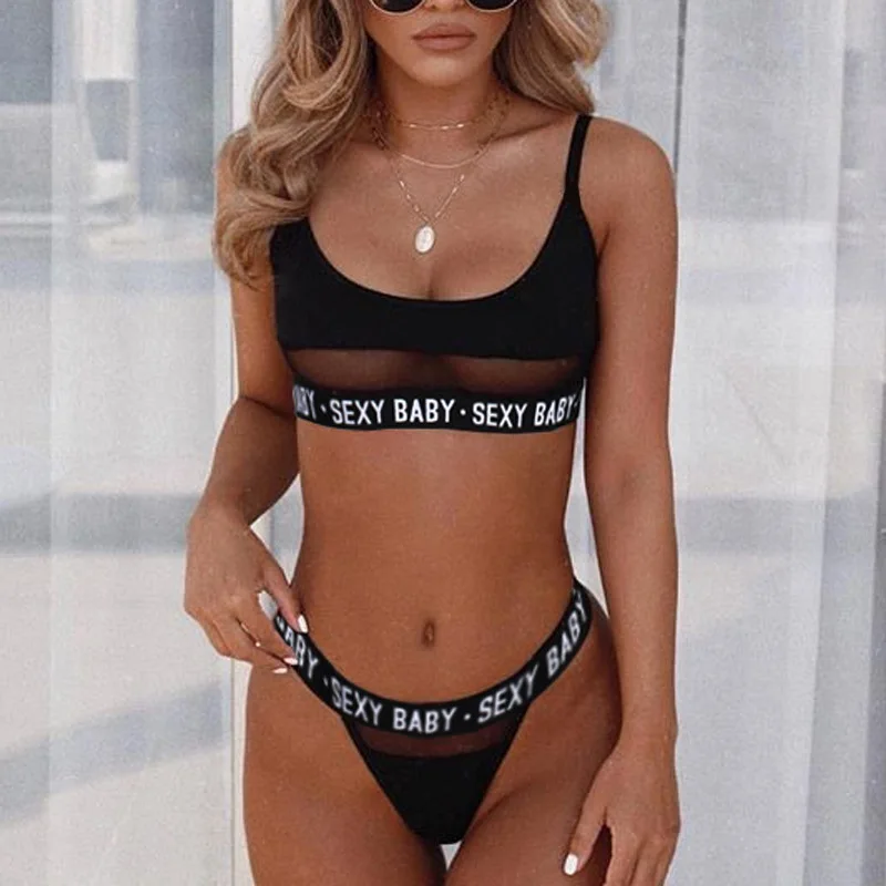 Summer New Product Women Swimsuit Swimwear Letter Print Perspective Mesh Two Piece Sexy Bikini 2021
Summer New Product Women Swimsuit Swimwear Letter Print Perspective Mesh Two Piece Sexy Bikini 2021