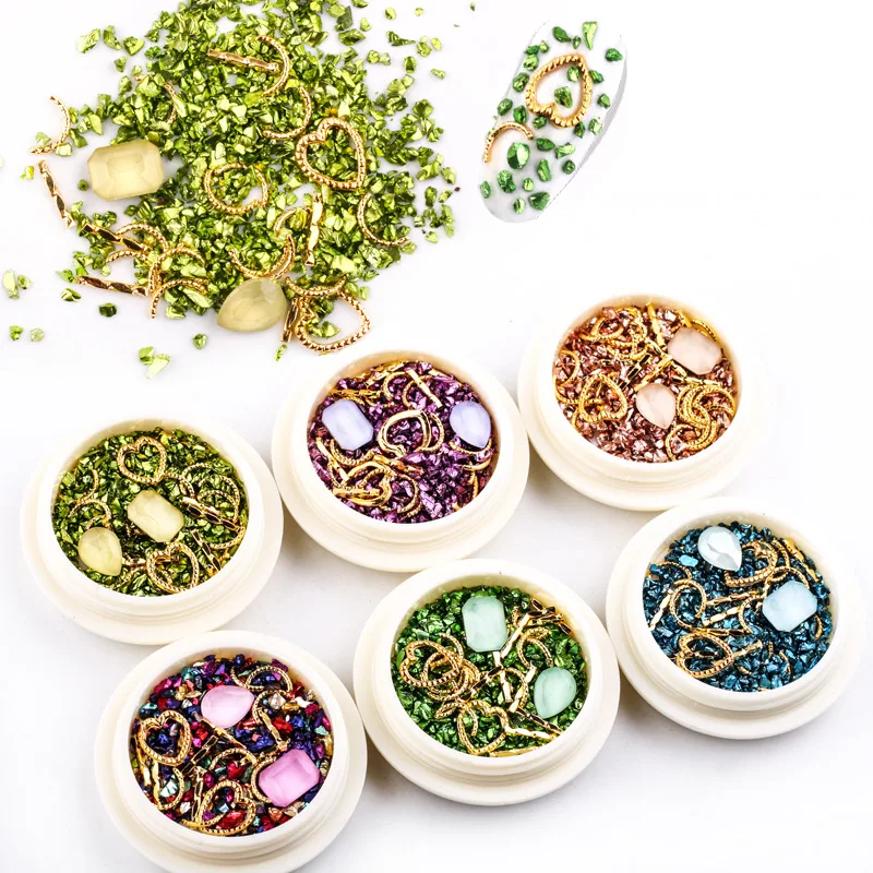 New 3D Mixed Mica Shell Slice Colorful Nail Accessories Metal Rivet Pearls DIY Nail Decoration for Nail Supplies
New 3D Mixed Mica Shell Slice Colorful Nail Accessories Metal Rivet Pearls DIY Nail Decoration for Nail Supplies