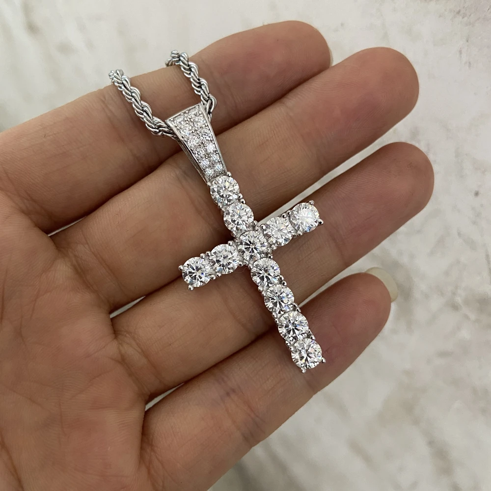 HQ GEMS 26x50mm Cross Pendant 925 Sterling Silver D VVS Moissanite Diamond Chian Necklace
HQ GEMS 26x50mm Cross Pendant 925 Sterling Silver D VVS Moissanite Diamond Chian Necklace