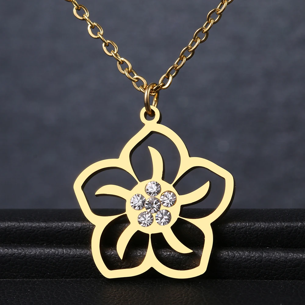 Stainless Steel Necklaces Vintage Flower Crystal Zircon Pendants Aesthetics Choker Chain Fashion Necklace For Women Jewelry Gift, Silver gold
Stainless Steel Necklaces Vintage Flower Crystal Zircon Pendants Aesthetics Choker Chain Fashion Necklace For Women Jewelry Gift, Silver gold
