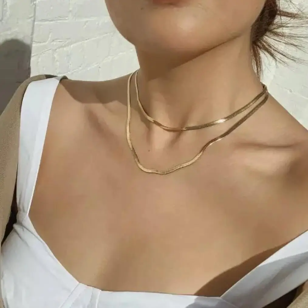 Elegant Women's Girl's 18k Gold Plated Flat Snake Chain Choker Chain Necklace Jewelry
Elegant Women's Girl's 18k Gold Plated Flat Snake Chain Choker Chain Necklace Jewelry