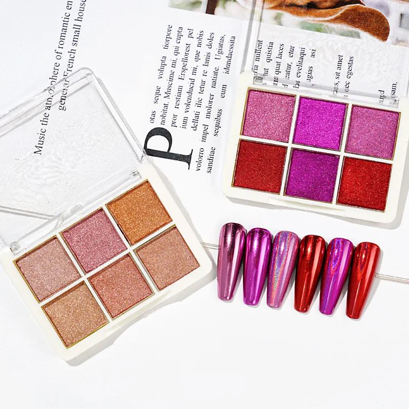 OEM 6 Grids/set Rose Red Series Eye shadow Chrome Pigment Powder For Nail, 6 mixed colors nail powder
OEM 6 Grids/set Rose Red Series Eye shadow Chrome Pigment Powder For Nail, 6 mixed colors nail powder