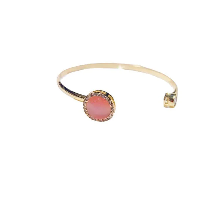 

Pink opal Bracelets 18k gold Jewelry Anti Anxiety Rotating rotatable Cuff Bangles Spinner Bracelet Fidget Spinning Bangle
