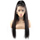 Virgin Hair Silky Straight Brazilian Human Hair Wigs with Bang Lace Front Wigs for Women