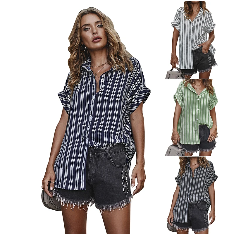 Women Fashionable Stripe Short Sleeve New Models Shirts Manufacturers, Navy blue, white, light green, yellow, black
Women Fashionable Stripe Short Sleeve New Models Shirts Manufacturers, Navy blue, white, light green, yellow, black