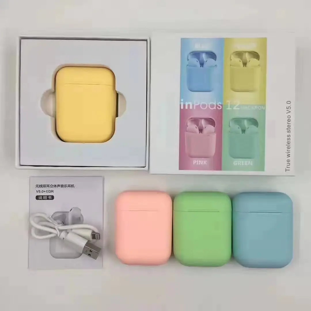 OEM Colorful TWS i12 inpods 12 Wireless earphones HIFI sports Tws earbuds - ANKUX.COM