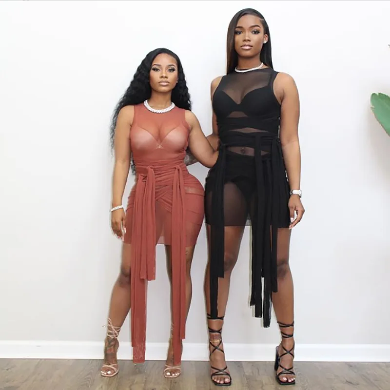 4XL Plus Size Mesh See Through Bodycon Party Dresses Women Clothing Sexy Club Mini Dress Solid Sleeveless B1001
4XL Plus Size Mesh See Through Bodycon Party Dresses Women Clothing Sexy Club Mini Dress Solid Sleeveless B1001