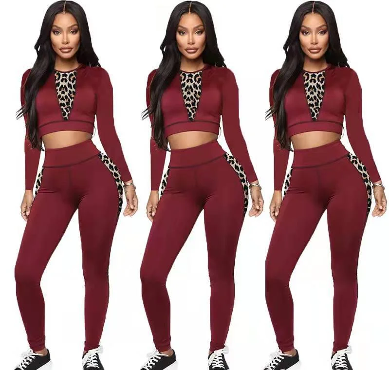 Hot Sale New Fashion Casual Leopard Print Stitching Two Piece Suit Long Women's Sports Suit
Hot Sale New Fashion Casual Leopard Print Stitching Two Piece Suit Long Women's Sports Suit