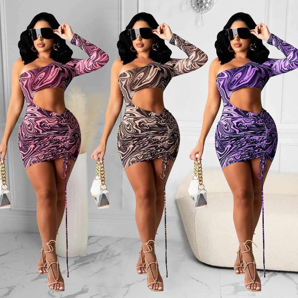 Sexy One Shoulder Long Sleeve Bodycon Dress Printed Mesh Transparent Night Club Party Mini Dress
Sexy One Shoulder Long Sleeve Bodycon Dress Printed Mesh Transparent Night Club Party Mini Dress
