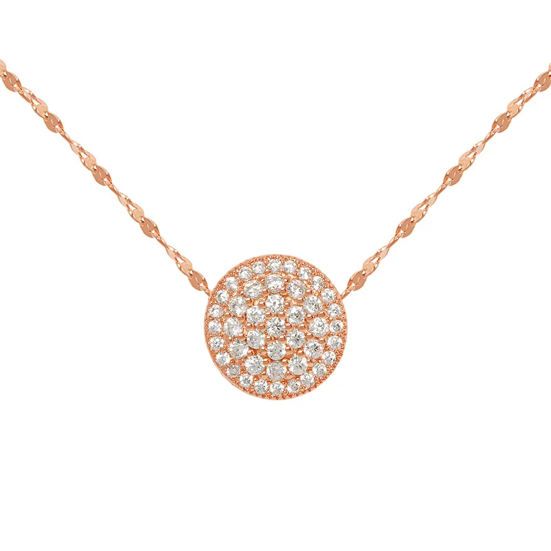 Luxury 925 Sterling Silver Jewelry Rose Gold Rhinestone Crystal Round Pendant Necklace Bling CZ Zirconia Round Choker Necklace
Luxury 925 Sterling Silver Jewelry Rose Gold Rhinestone Crystal Round Pendant Necklace Bling CZ Zirconia Round Choker Necklace