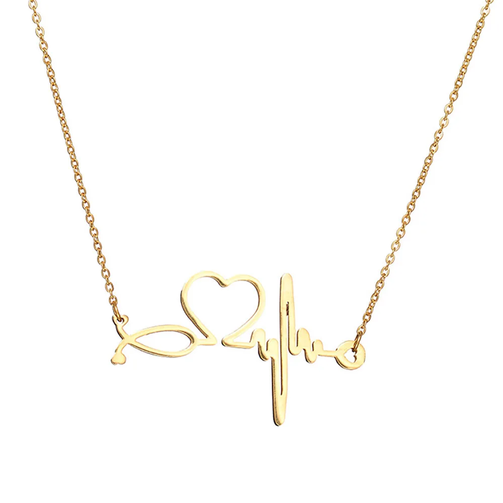 Nurse gifts 2021 fashion lover heart shaped gold plated stethoscope jewelry heartbeat necklace, Gold, rose gold, steel
Nurse gifts 2021 fashion lover heart shaped gold plated stethoscope jewelry heartbeat necklace, Gold, rose gold, steel
