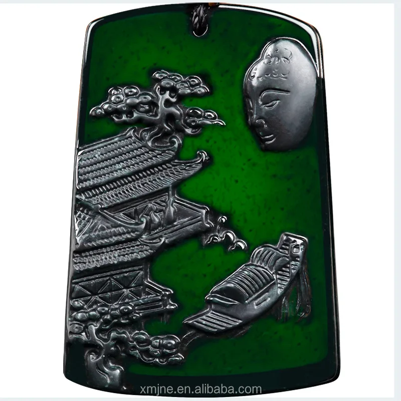 Certified Grade A Natural Ink Green Jadeite Ink Jade Landscape Brand Jade Pendant Pendant Jade Pendant Men And Women 7
Certified Grade A Natural Ink Green Jadeite Ink Jade Landscape Brand Jade Pendant Pendant Jade Pendant Men And Women 7