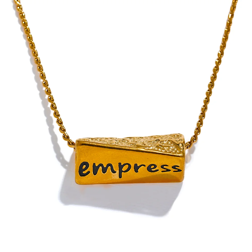 JINYOU 1610 Stainless Steel Cast Pendant Empress Letter Vintage Design Fashion Gold Plated Necklace Metal Jewelry Gala Gift
JINYOU 1610 Stainless Steel Cast Pendant Empress Letter Vintage Design Fashion Gold Plated Necklace Metal Jewelry Gala Gift