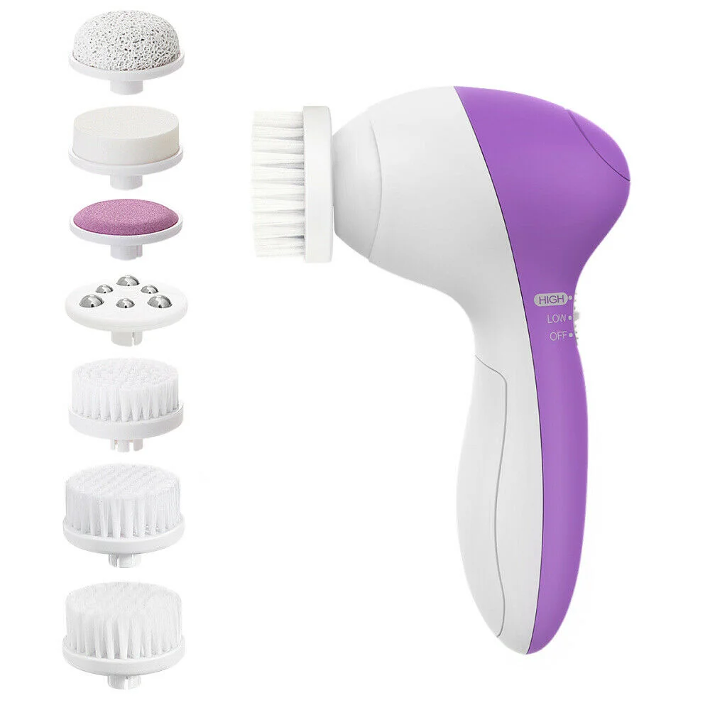 7 in 1 Electric Facial Cleansing Body Massager Mini Skin Care Pore Cleaner Beauty Massager facial cleansing brush set, Purple
7 in 1 Electric Facial Cleansing Body Massager Mini Skin Care Pore Cleaner Beauty Massager facial cleansing brush set, Purple
