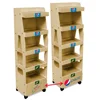 5 Tiers Timber Display Stand Solid Wood Soft Drink Display American Ash Beverage Snack Bar Display For Retail Store