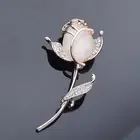 High-quality Opal Flowers Brooches For Women Wedding Party Dress Jewelry Accessories Scarf Buckles Hijab Pins Gift
