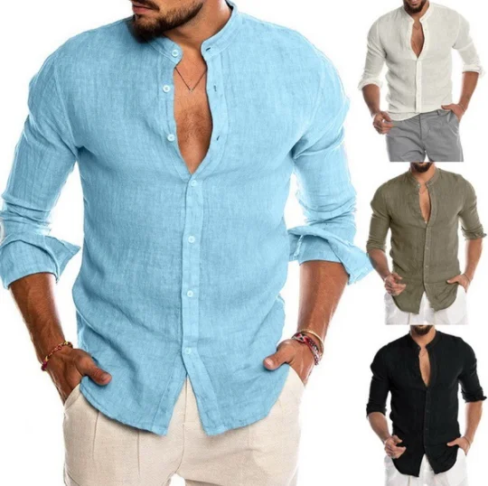 2021 new high quality autumn winter V-neck linen new cardigan collar long sleeve men's shirt
2021 new high quality autumn winter V-neck linen new cardigan collar long sleeve men's shirt