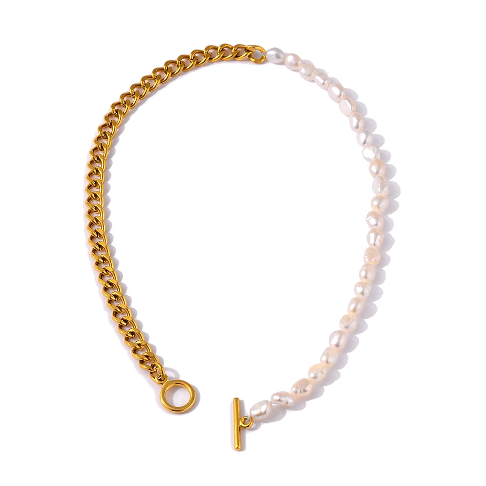 JINYOU 627 Natural Pearl Cuban Chain Necklace 18K Gold Plated Stainless Steel Collar Necklace
JINYOU 627 Natural Pearl Cuban Chain Necklace 18K Gold Plated Stainless Steel Collar Necklace