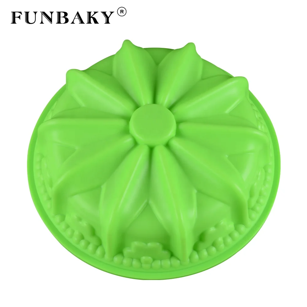 FUNBAKY Heat resistant large volume baking pan round flower shape cake silicone mold single chiffon cake pan, Customized color
FUNBAKY Heat resistant large volume baking pan round flower shape cake silicone mold single chiffon cake pan, Customized color