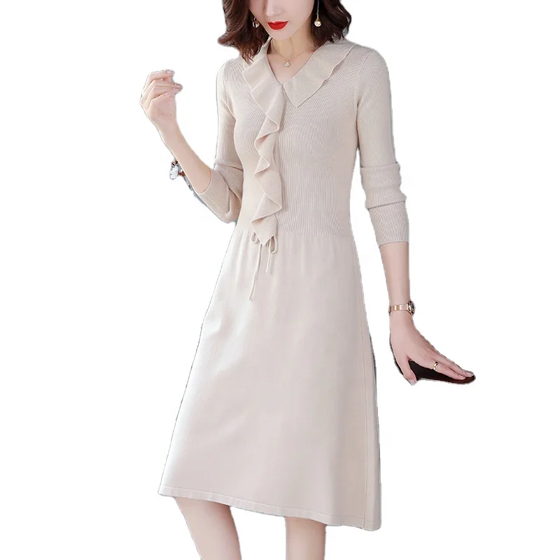 ruffle v-neck over knee knit casual dress long sleeve sweater elegant vintage dress 2021autumn dress women, Blue, black, beige, brown
ruffle v-neck over knee knit casual dress long sleeve sweater elegant vintage dress 2021autumn dress women, Blue, black, beige, brown