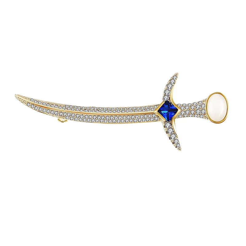 Vintage Retro Gold Plated Zirconia Sword Pins Blue Crystal Sapphire Sword Brooches For Women Ceremony Party
Vintage Retro Gold Plated Zirconia Sword Pins Blue Crystal Sapphire Sword Brooches For Women Ceremony Party