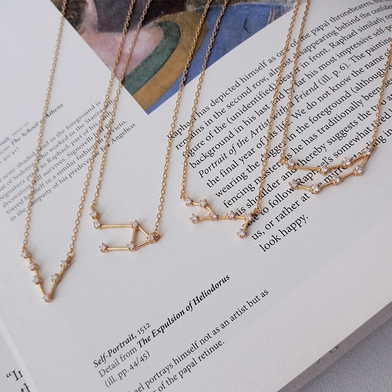 Fashion jewellery 925 sterling silver Champagne gold plated Zircon zodiac necklace womens
Fashion jewellery 925 sterling silver Champagne gold plated Zircon zodiac necklace womens
