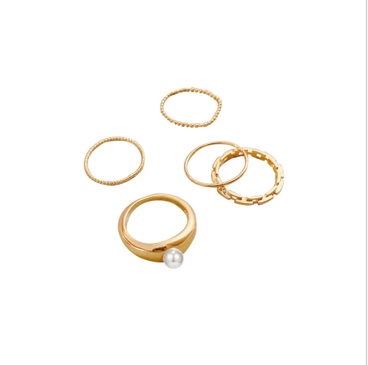 Japanese and Korean simple fashion set ring women's Retro Metal five piece set ring cool wind pearl joint ring
Japanese and Korean simple fashion set ring women's Retro Metal five piece set ring cool wind pearl joint ring