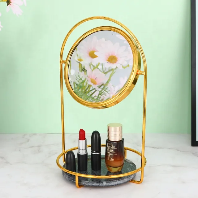 New Design High Quality 360 Rotating Metal Desktop Mirror Luxury Cosmetic Mirror with Makeup Storage Plate, Gold
New Design High Quality 360 Rotating Metal Desktop Mirror Luxury Cosmetic Mirror with Makeup Storage Plate, Gold