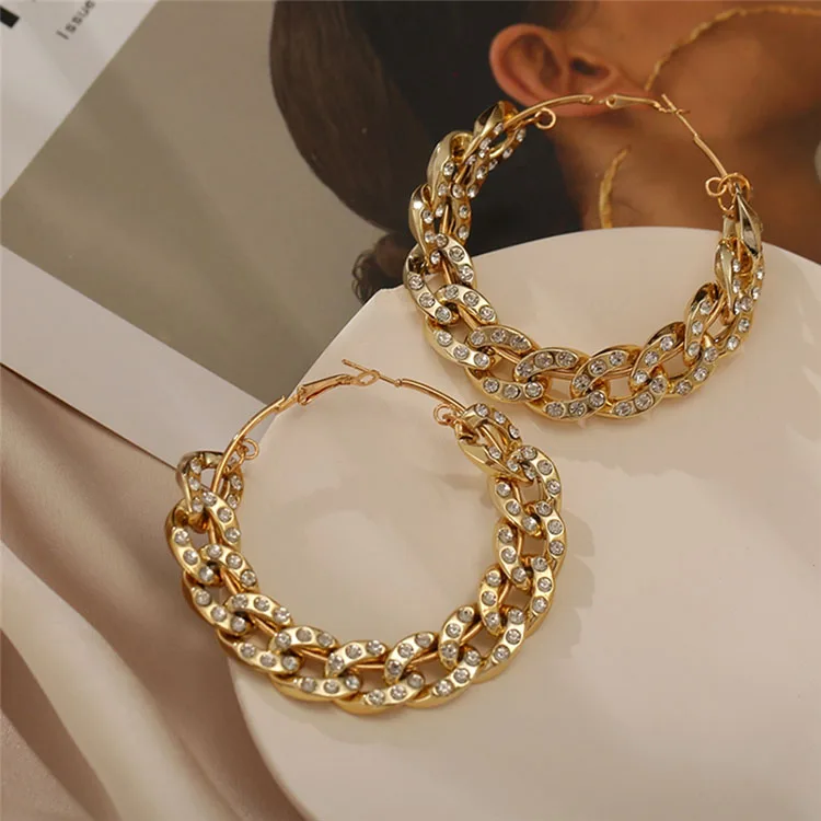 New Vintage Chain Hoop Earrings Big Gold Round Screw Earrings for Women, Silver gold
New Vintage Chain Hoop Earrings Big Gold Round Screw Earrings for Women, Silver gold