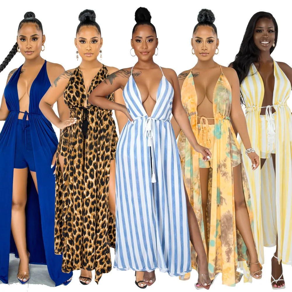 2021 Summer Fashion Pleated Sling Halter Striped Print Deep V-Neck Dress+Short For Women, 5 colors
2021 Summer Fashion Pleated Sling Halter Striped Print Deep V-Neck Dress+Short For Women, 5 colors